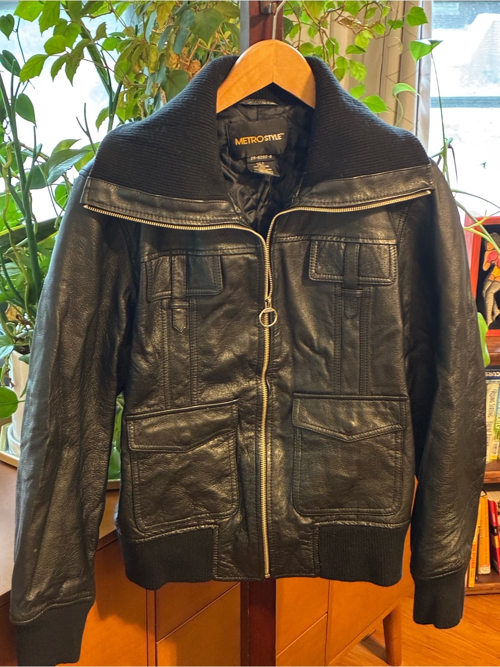 GENUINE LEATHER Y2K Metrostyle Black Bomber Jacket